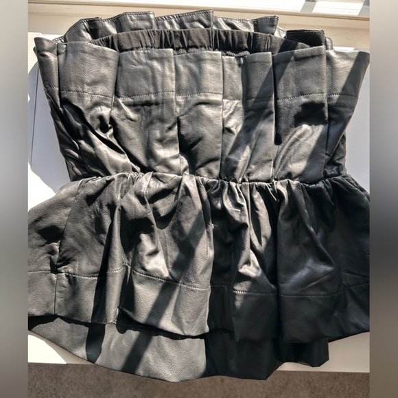 Leather Ruffled Tube Top 
Size small, stretchy material, never worn!! - Picture 2 of 3